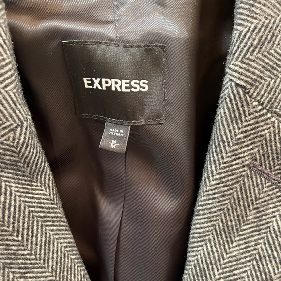Express Jackets & Coats Mens Black And White Long Herringbone